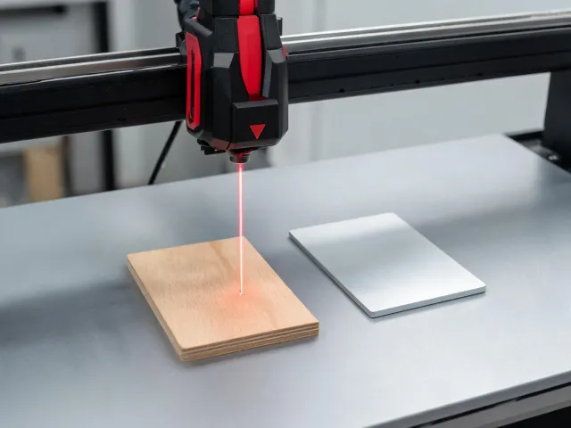 Laser engraver marking wood and coated metal
